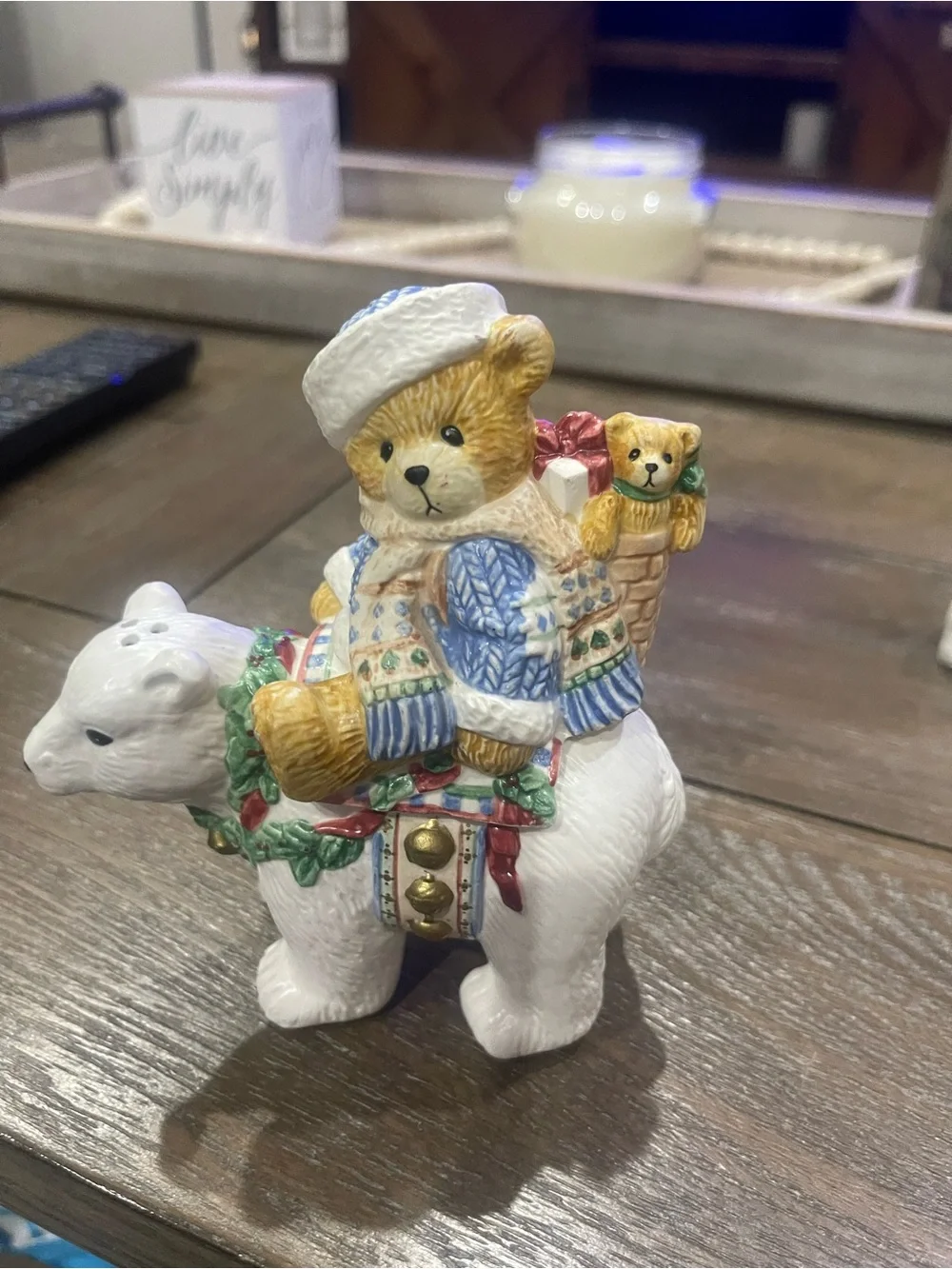 Salt and pepper shakers Cherished Teddies White Polar Bear with Brown Teddy